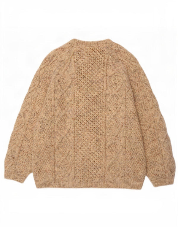 Suéter vintage masculino com gola redonda 2XL bege