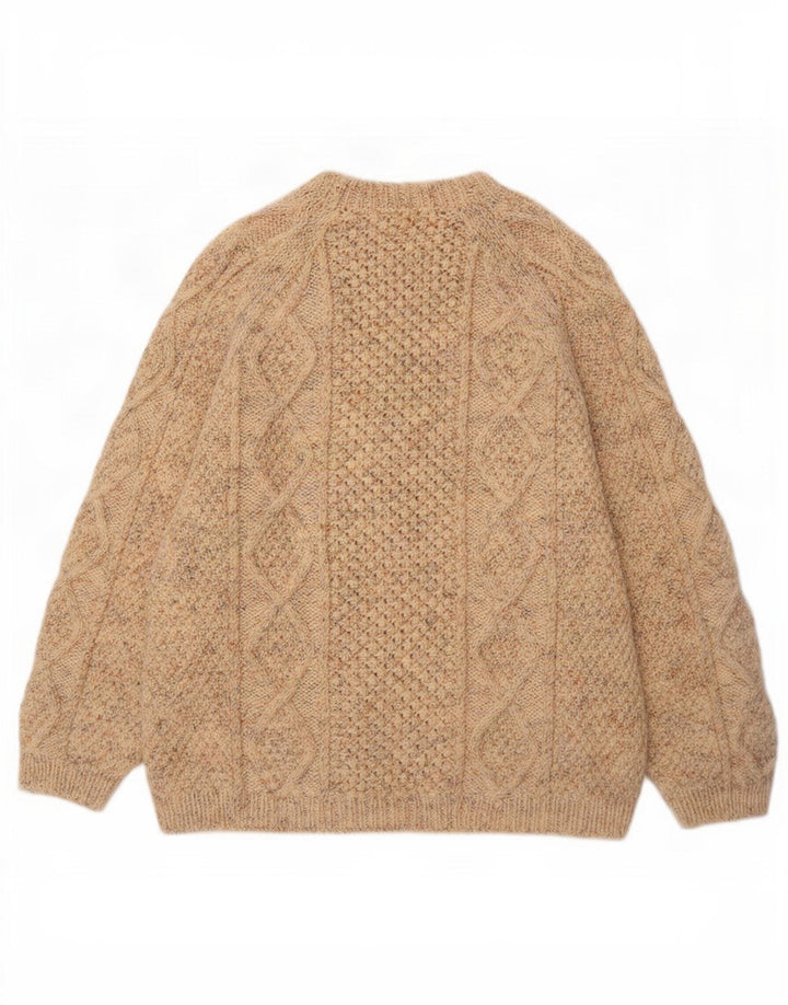 Suéter vintage masculino com gola redonda 2XL bege