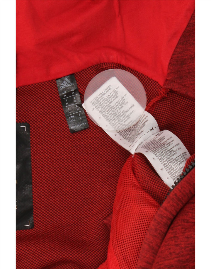 Adidas Mens Treino Top Jaqueta Médio Poliéster Manchado Vermelho