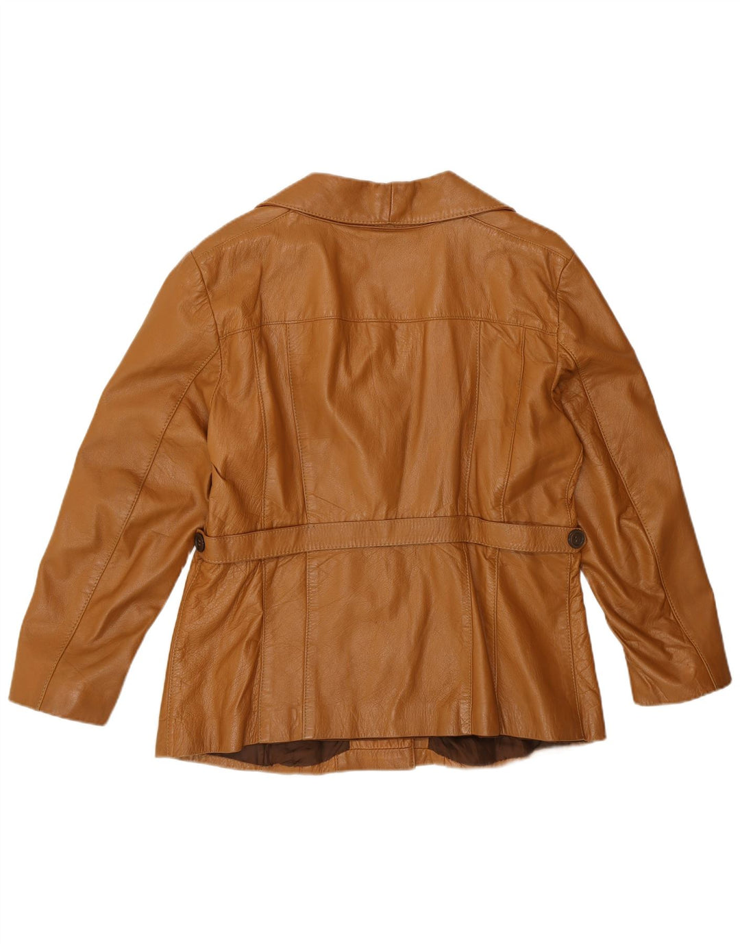 Jaqueta de couro feminina vintage UK 12 marrom médio