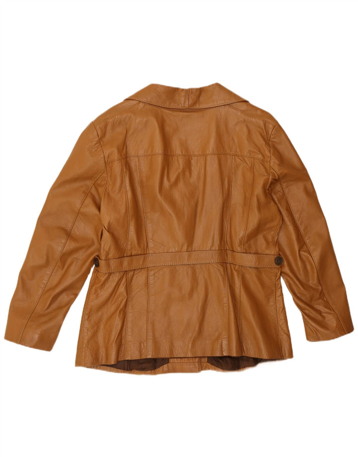 Jaqueta de couro feminina vintage UK 12 marrom médio