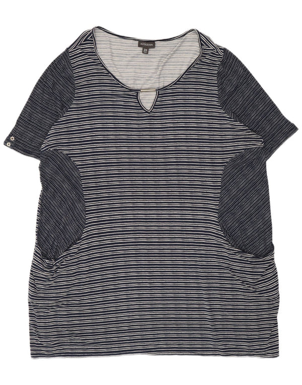 Vestido camiseta feminino Autograph da Marks & Spencer Reino Unido 20 2XL listrado azul marinho