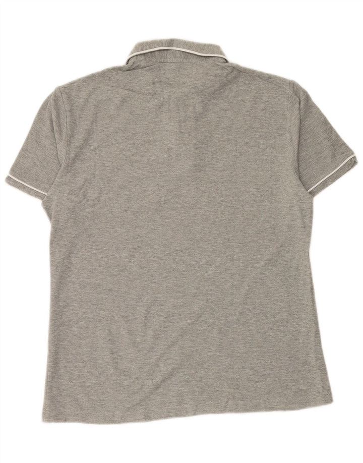 Camisa polo masculina Penguin Heritage Slim Fit cinza médio listrado