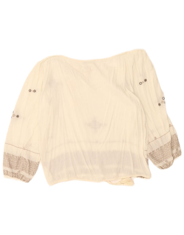 Polo Ralph Lauren Blusa feminina manga 3/4 Top UK 6 XS Branco Floral