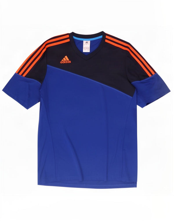 Adidas Mens Climalite Camiseta Top Grande Azul Colorblock Poliéster