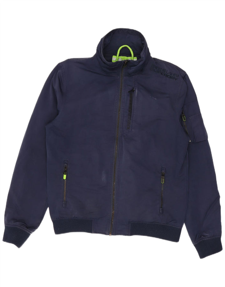 Superdry Mens Bomber Jacket UK 40 Grande Poliéster Azul Marinho