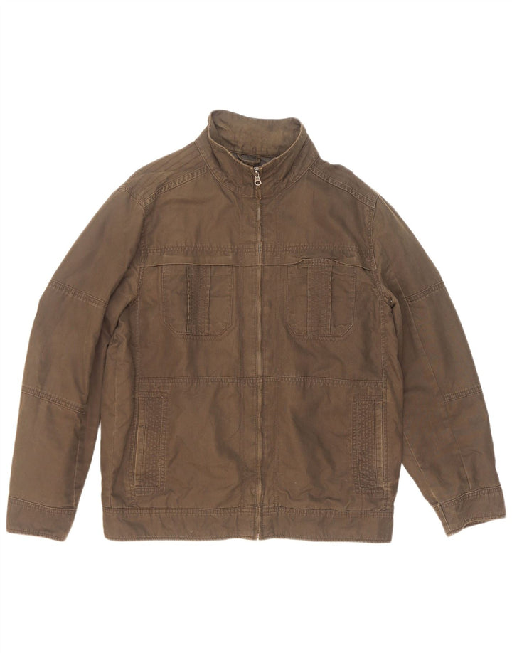 Jaqueta utilitária masculina John Rocha Reino Unido 38 algodão cáqui médio