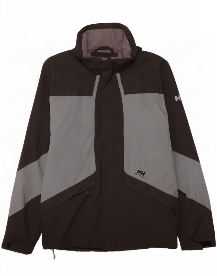 Jaqueta de chuva masculina Helly Hansen UK 38 médio preto colorblock nylon