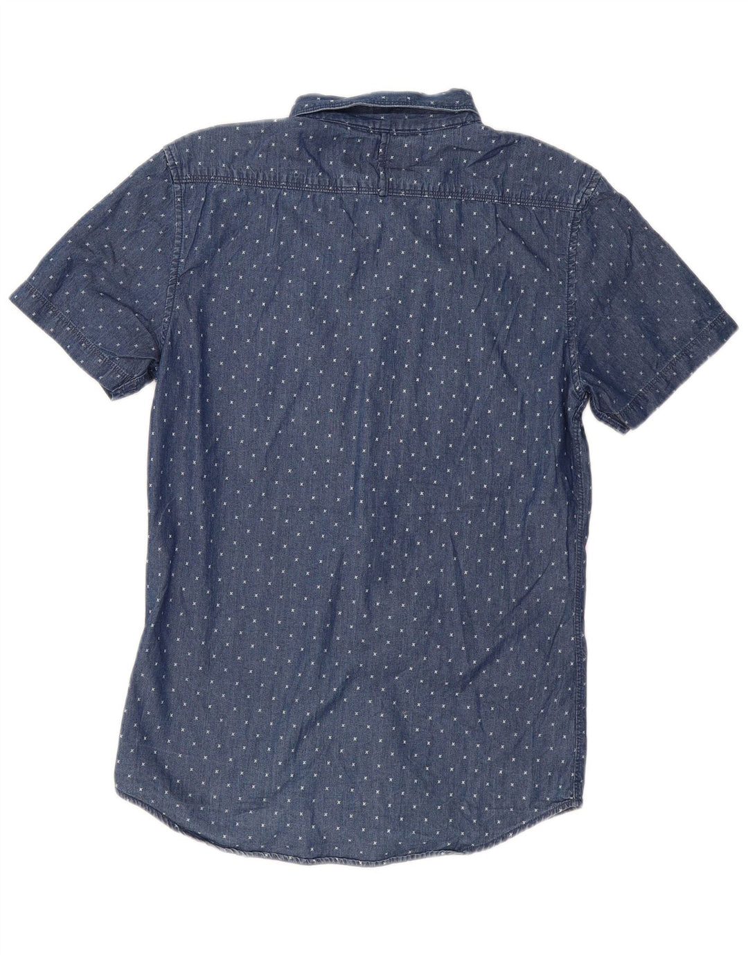 Camisa jeans masculina de manga curta MOSSIMO XS azul manchado
