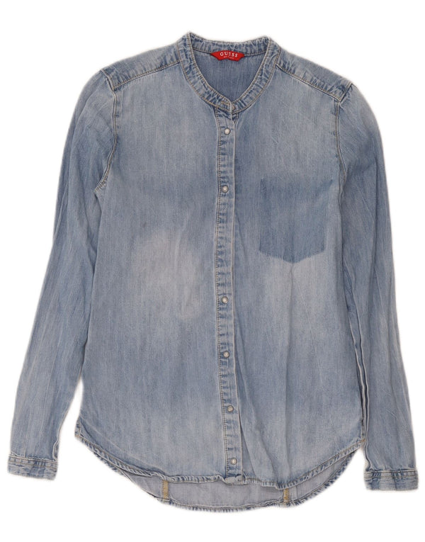 Camisa jeans masculina Guess com ajuste relaxado Reino Unido 4 XS azul algodão