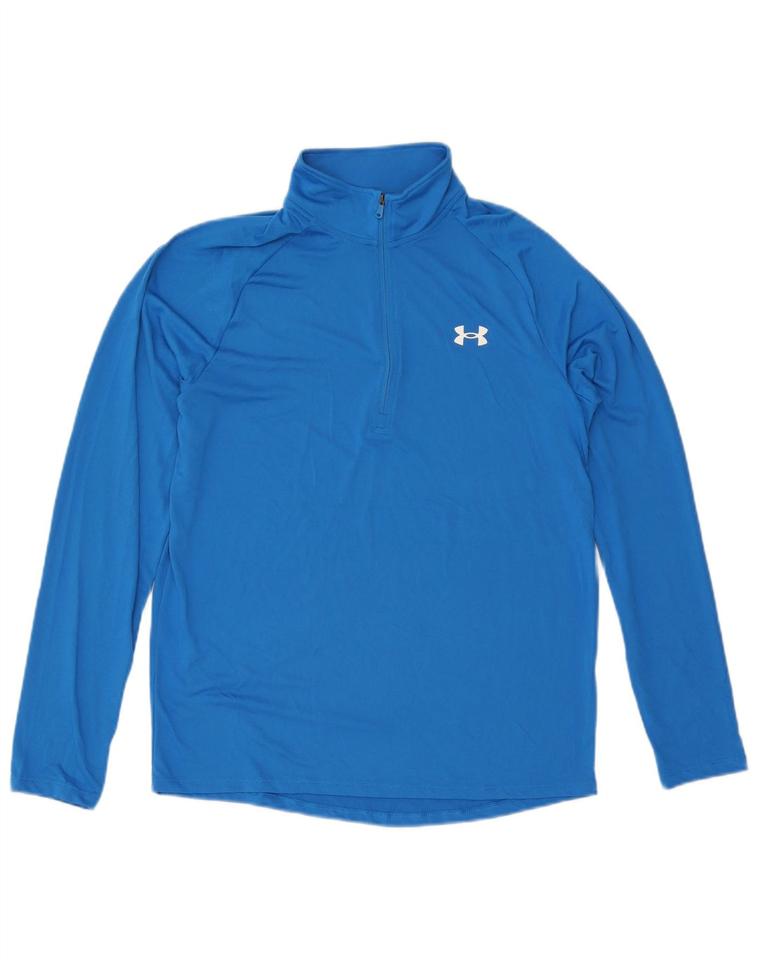 Under Armour Mens Zip Neck Pulôver Treino Top Médio Azul