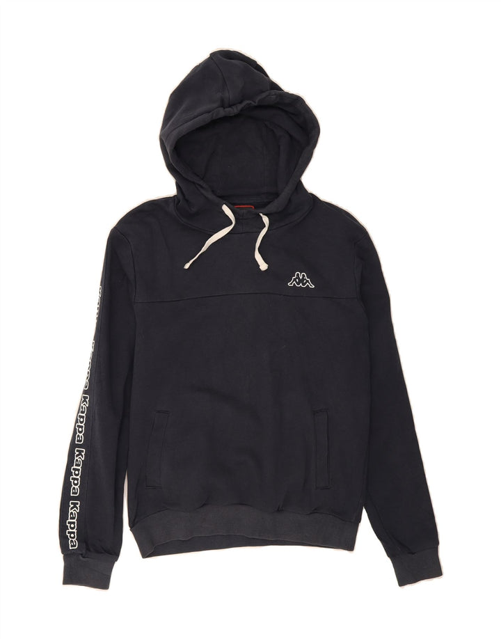 KAPPA Mens Graphic Hoodie Jumper Small Navy Blue Cotton Vintage Kappa and Second-Hand Kappa from Messina Hembry 