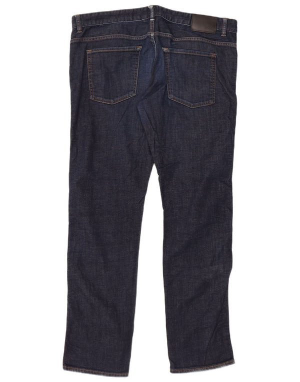 Hugo Boss Mens Straight Jeans W38 L32 Azul Marinho Algodão