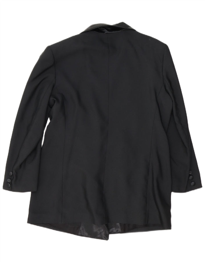 Jaqueta blazer feminina vintage com peito duplo Reino Unido 14 grande preta