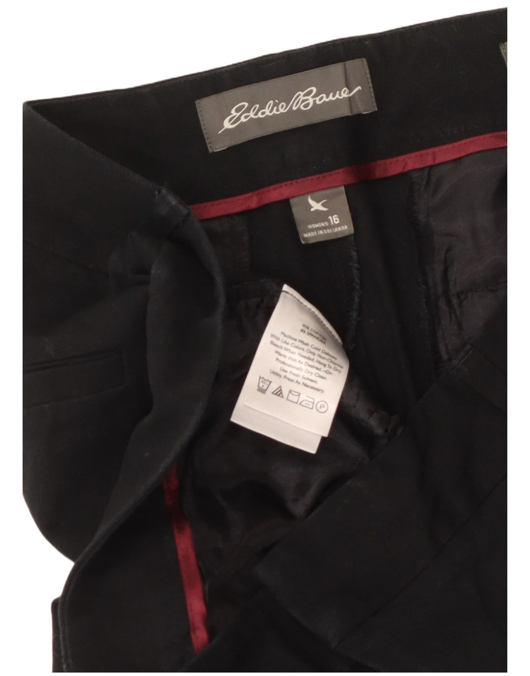 Calça casual feminina Eddie Bauer ligeiramente curvilínea US 16 2XL W38 L31 preta