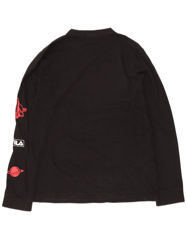 Fila Mens Graphic Top Manga Longa Médio Algodão Preto