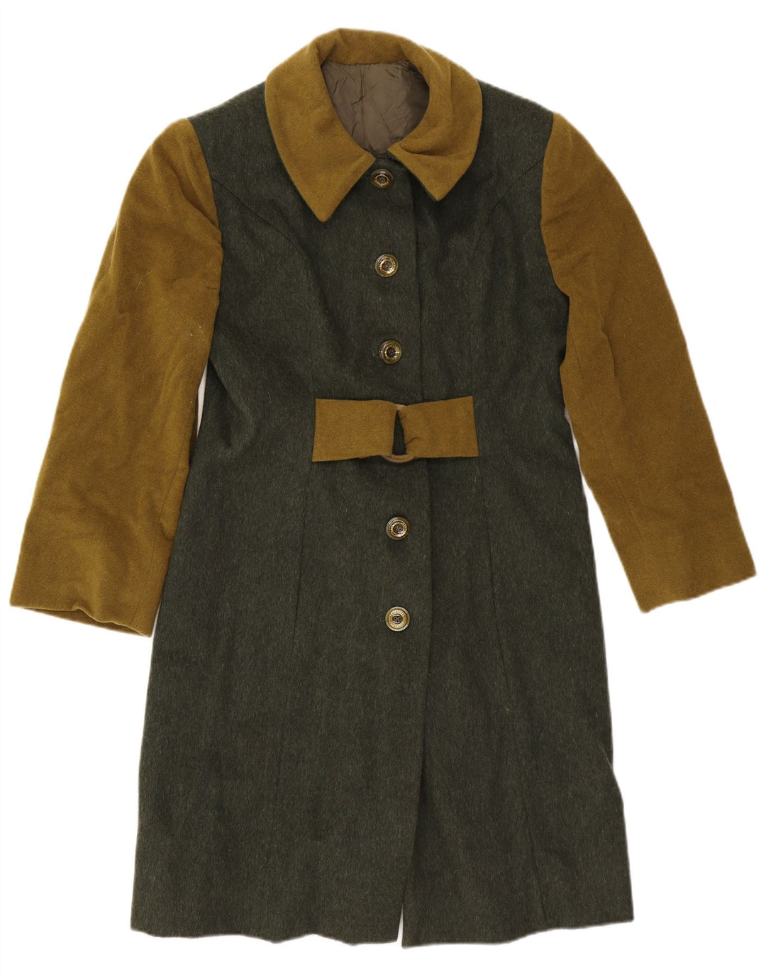 Sobretudo feminino vintage UK 10 pequeno bloco colorido verde