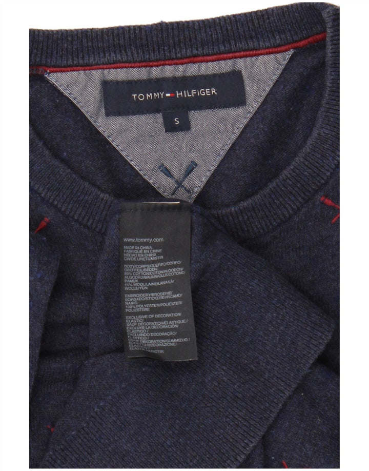 Suéter masculino Tommy Hilfiger com gola redonda, pequeno poliéster azul marinho