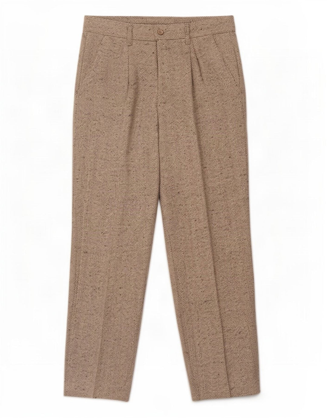 Calça Chino Reta Masculina Vintage W30 L30 Lã Espinha de Peixe Cinza