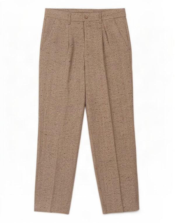 Calça Chino Reta Masculina Vintage W30 L30 Lã Espinha de Peixe Cinza