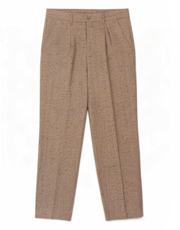 Calça Chino Reta Masculina Vintage W30 L30 Lã Espinha de Peixe Cinza