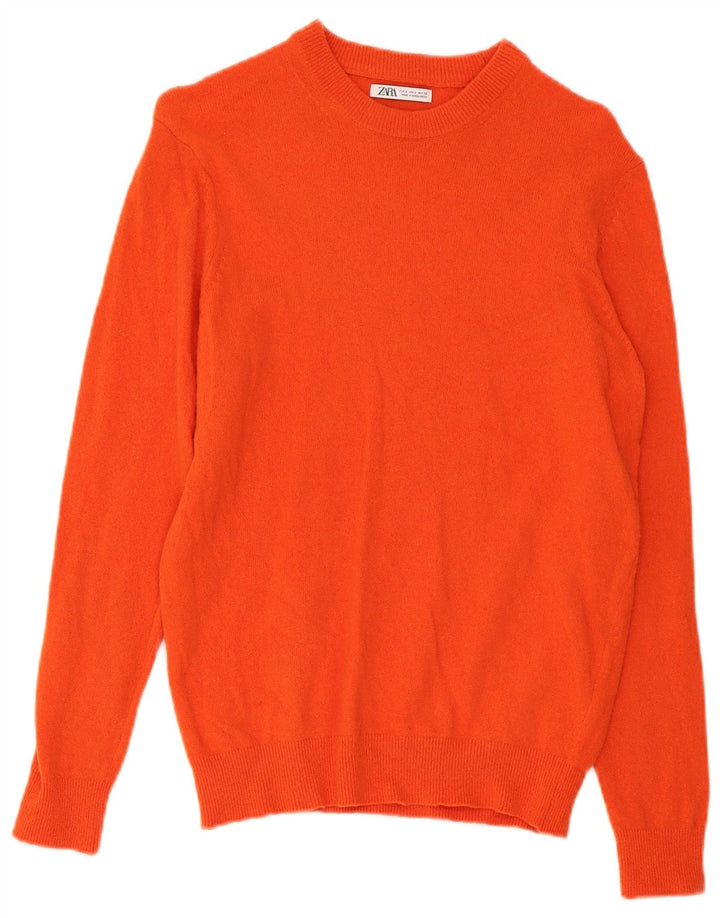 Zara Suéter masculino com gola redonda pequeno laranja