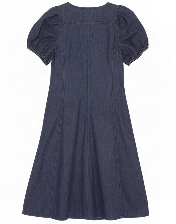Vestido jeans feminino Zara Reino Unido 10 pequeno algodão azul marinho