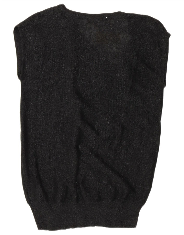 Blusa feminina sem mangas Michael Kors Top Reino Unido 10 pequeno algodão preto