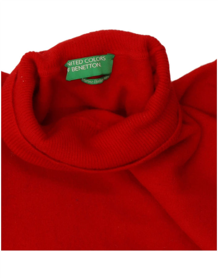 Suéter feminino Benetton com gola redonda e gola redonda, Reino Unido 10 pequeno vermelho