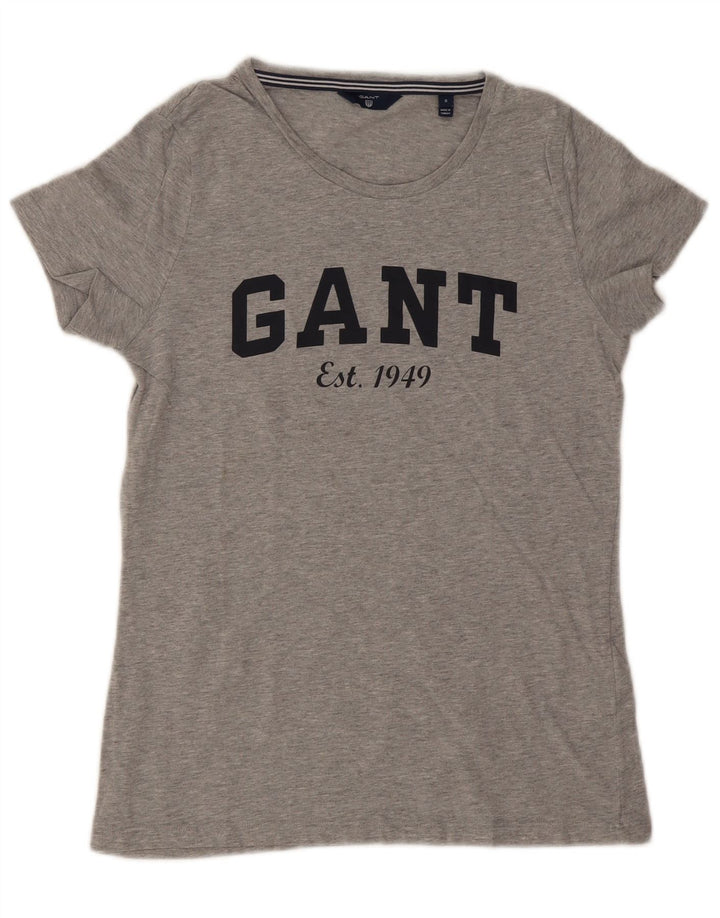 Gant camiseta masculina gráfica top pequeno algodão manchado cinza