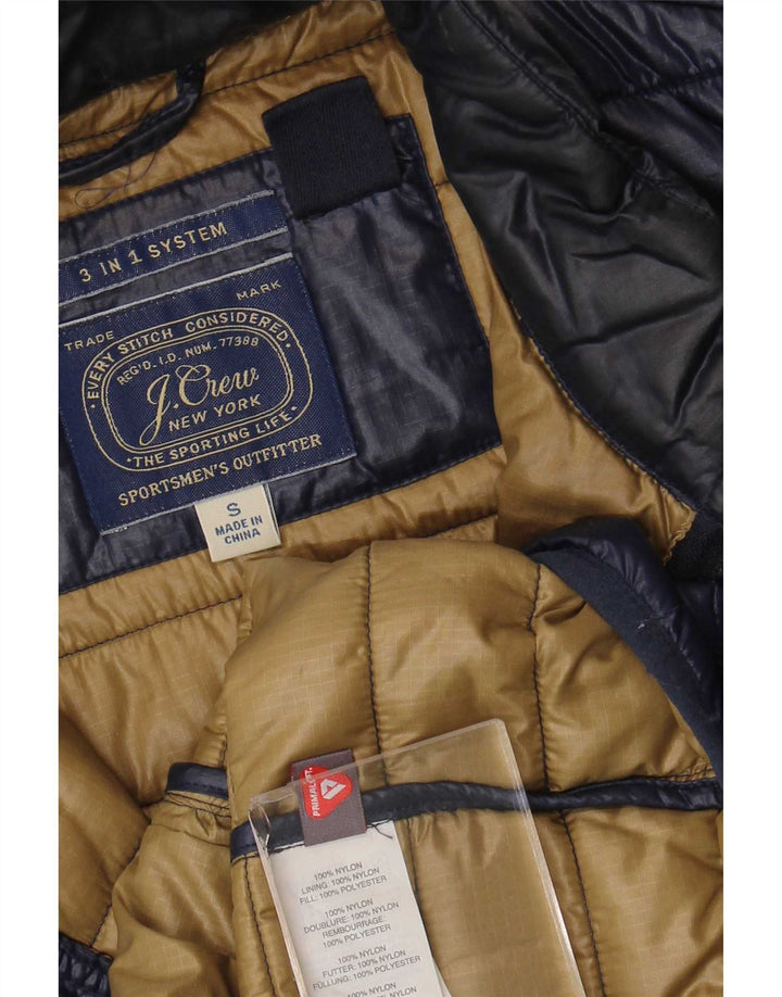 Colete acolchoado masculino J. Crew UK 36 pequeno nylon azul marinho