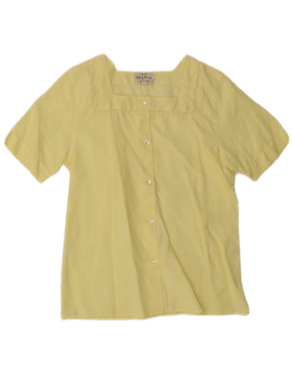 Benetton Womens Short Sleeve Shirt Blouse IT 42 Medium Yellow Linen