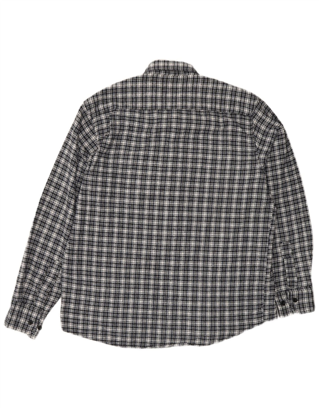 Camisa masculina vintage de flanela tamanho 42 grande algodão xadrez azul marinho