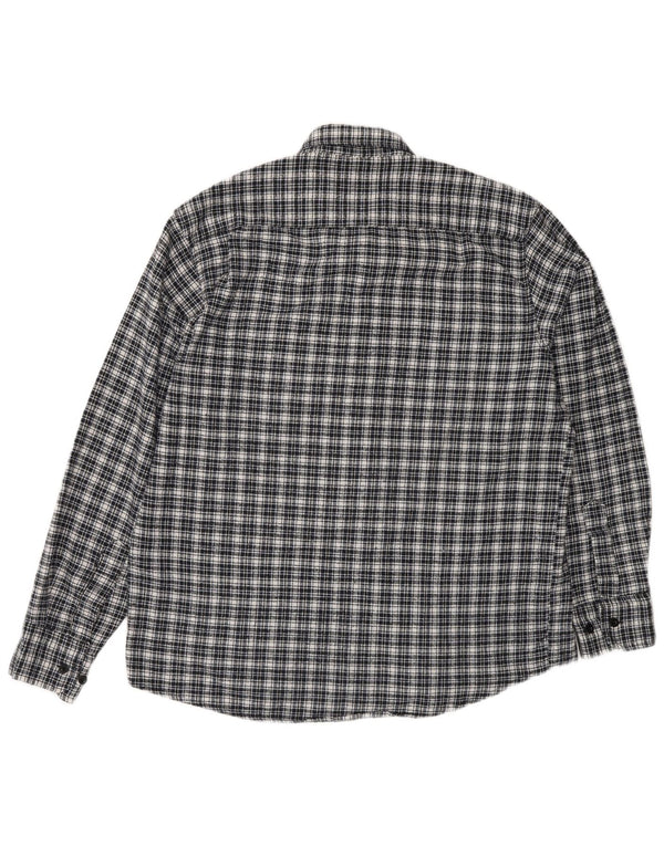 Camisa masculina vintage de flanela tamanho 42 grande algodão xadrez azul marinho