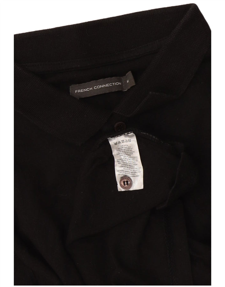 Camisa polo masculina de manga comprida French Connection algodão preto médio