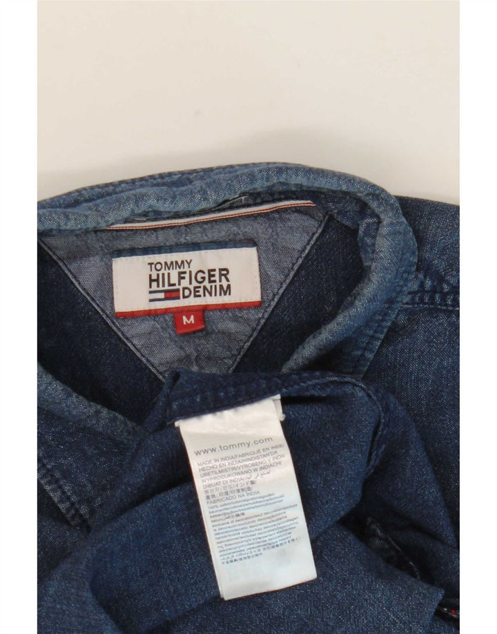 Camisa masculina Marks & Spencer de algodão azul médio