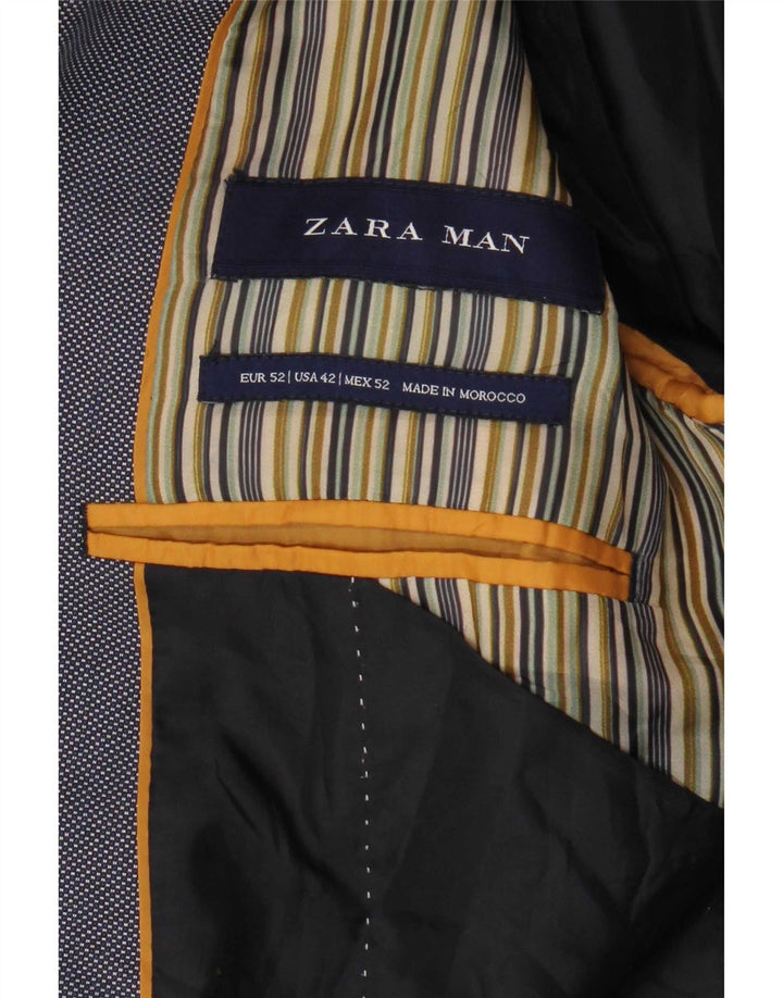 Jaqueta blazer masculina Zara com 1 botão EU 52 grande azul poliéster