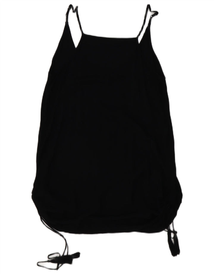 HARLEY Womens Cami Top UK 10 Pequeno Rayon Preto