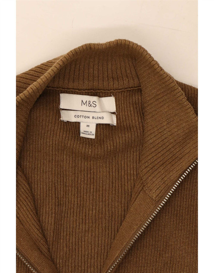 Suéter cardigã masculino Marks & Spencer poliéster bege médio