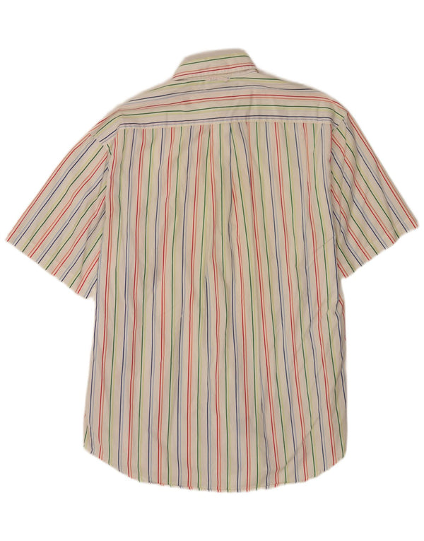 Tommy Hilfiger Camisa masculina de manga curta regular fit média listrada branca