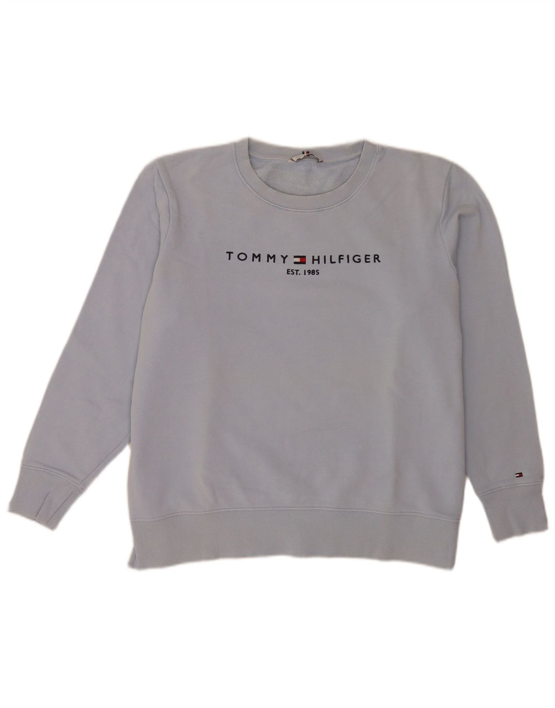 Tommy Hilfiger moletom gráfico feminino jumper UK 14 grande azul