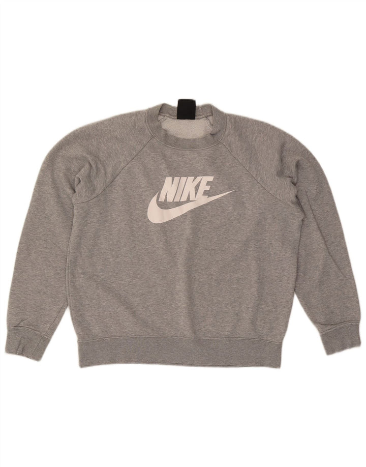 Nike feminino gráfico moletom jumper UK 14 médio cinza algodão
