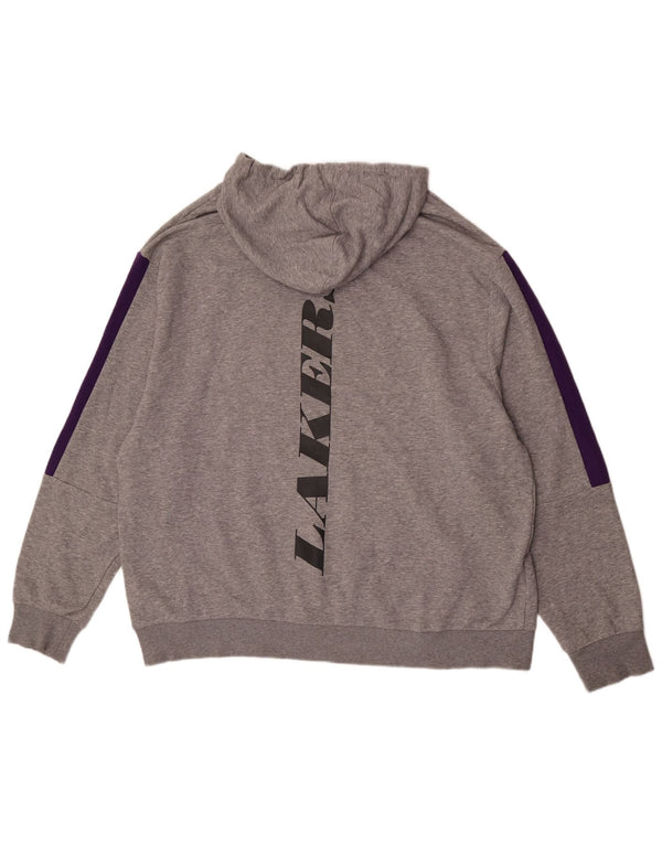 Suéter com capuz gráfico New Era masculino Los Angeles Lakers 2XL cinza bloco colorido