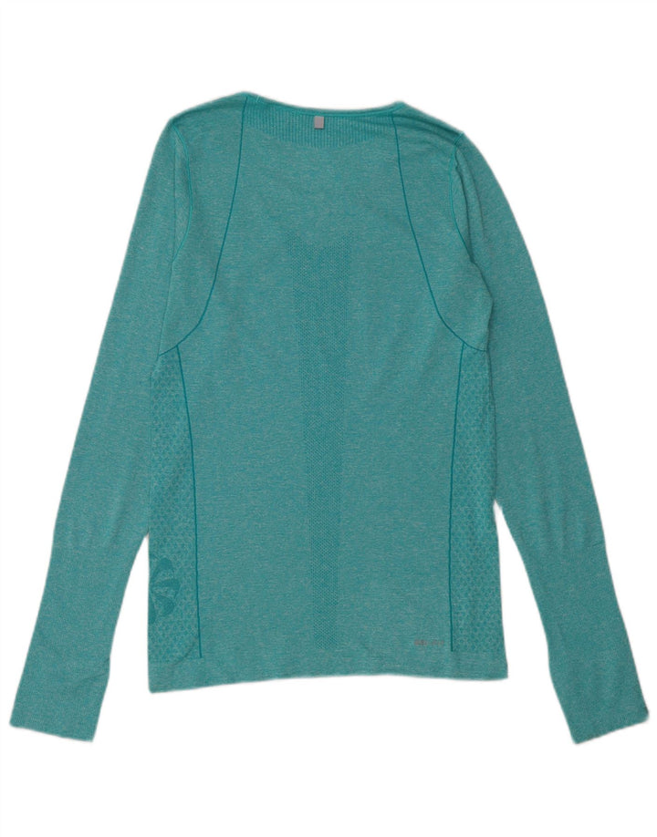 Nike Womens Dri Fit Top Long Sleeve UK 10 Small Green Flecked Polyester