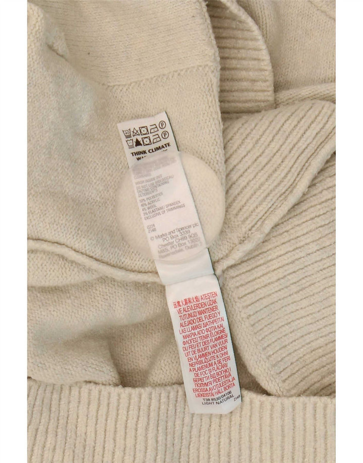 Suéter cardigã feminino grande Marks & Spencer Reino Unido 14 médio bege