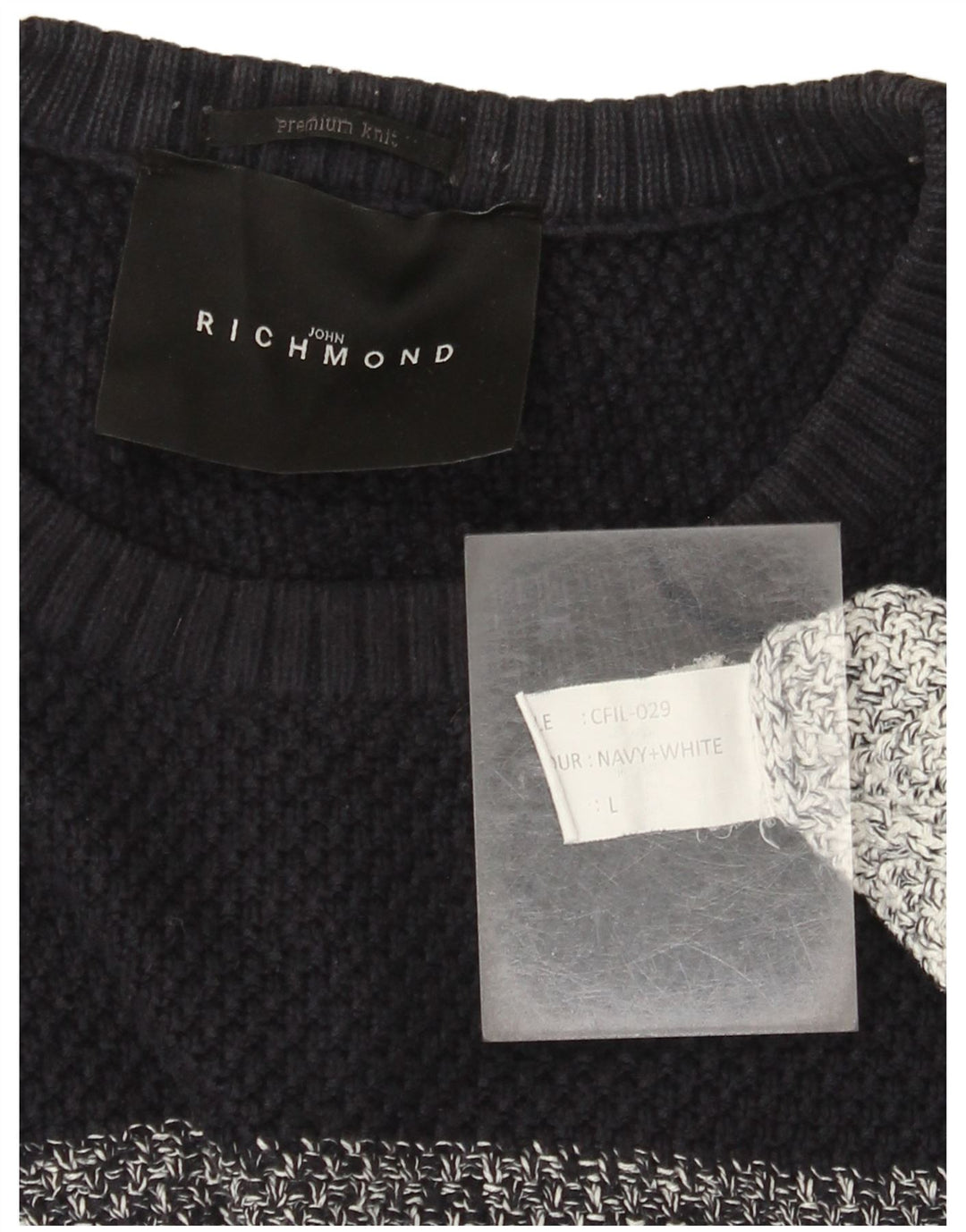 Suéter masculino Richmond com gola redonda, grande algodão listrado multicolorido
