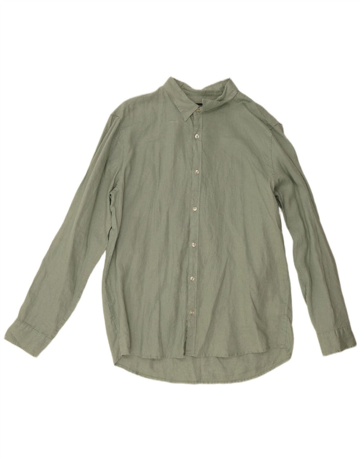 Camisa masculina clássica French Connection grande linho verde