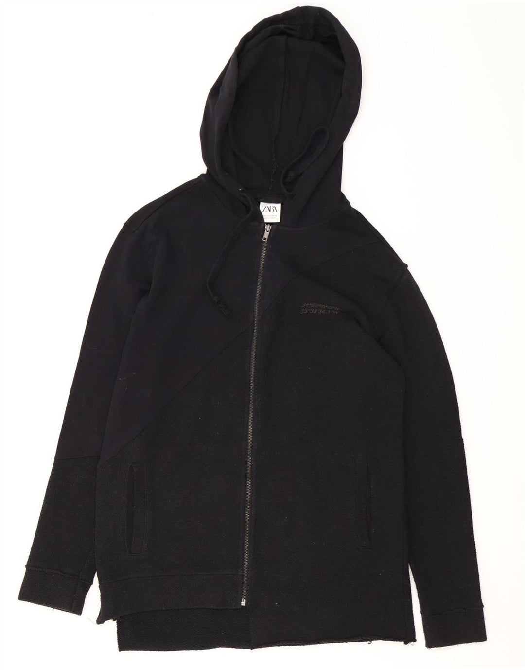 Zara Suéter masculino com capuz e zíper pequeno algodão preto