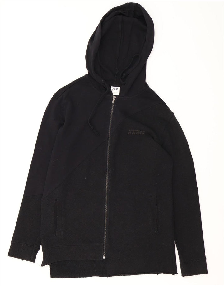 Zara Suéter masculino com capuz e zíper pequeno algodão preto