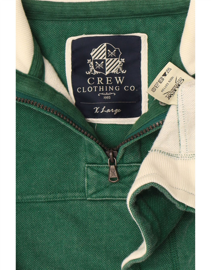 Crew Clothing Mens Zip Neck Moletom Jumper XL Algodão Verde